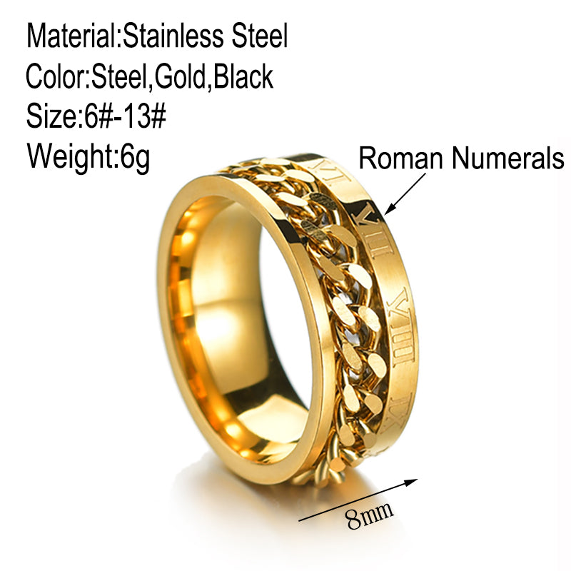 Roman Numbers Spinner Rings